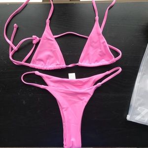 (NEW) Zaful Pink Bralette Thong Bikini Set